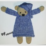 Handgehaakte berenknuffeldoek in blauw