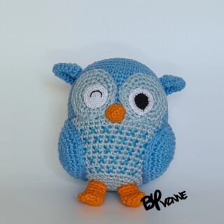 Handgehaakte blauwe uil van BYvonne